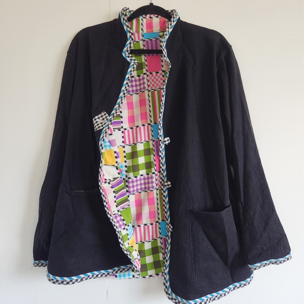 KOOS of course Reversible Silk Linen Blend Oversized Jacket Blazer XL